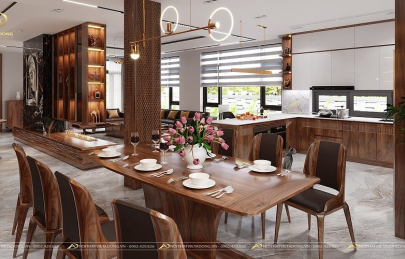 Các sản phẩm làm bằng gỗ óc chó ở phòng ăn